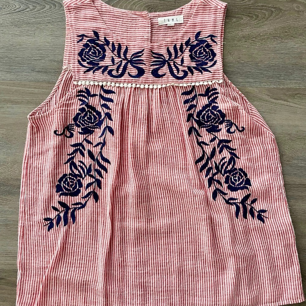 THML Pink Sleeveless Crew Neck Tank Top
